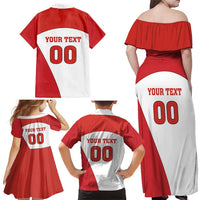 Custom England Football Family Matching Off Shoulder Maxi Dress and Hawaiian Shirt Lion Mascot Sporty Version