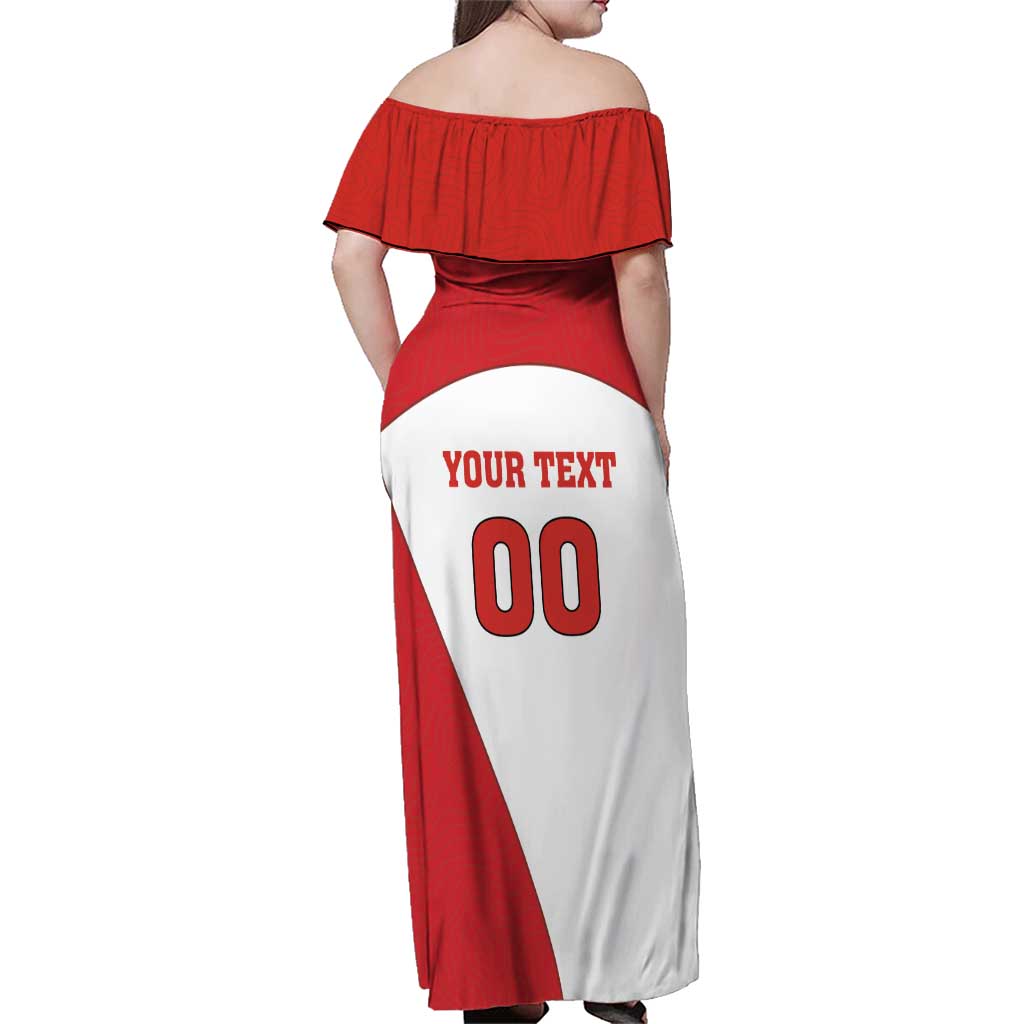 Custom England Football Family Matching Off Shoulder Maxi Dress and Hawaiian Shirt Lion Mascot Sporty Version