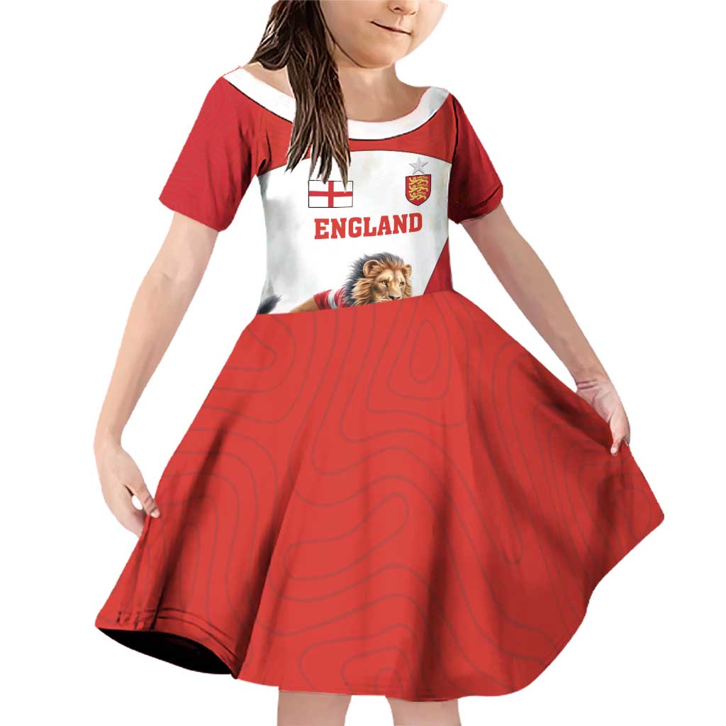 Custom England Football Family Matching Off Shoulder Short Dress and Hawaiian Shirt Lion Mascot Sporty Version