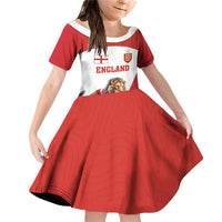 Custom England Football Family Matching Off Shoulder Short Dress and Hawaiian Shirt Lion Mascot Sporty Version