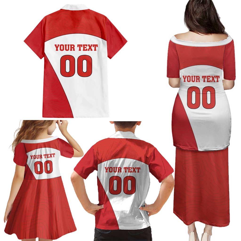 Custom England Football Family Matching Puletasi and Hawaiian Shirt Lion Mascot Sporty Version