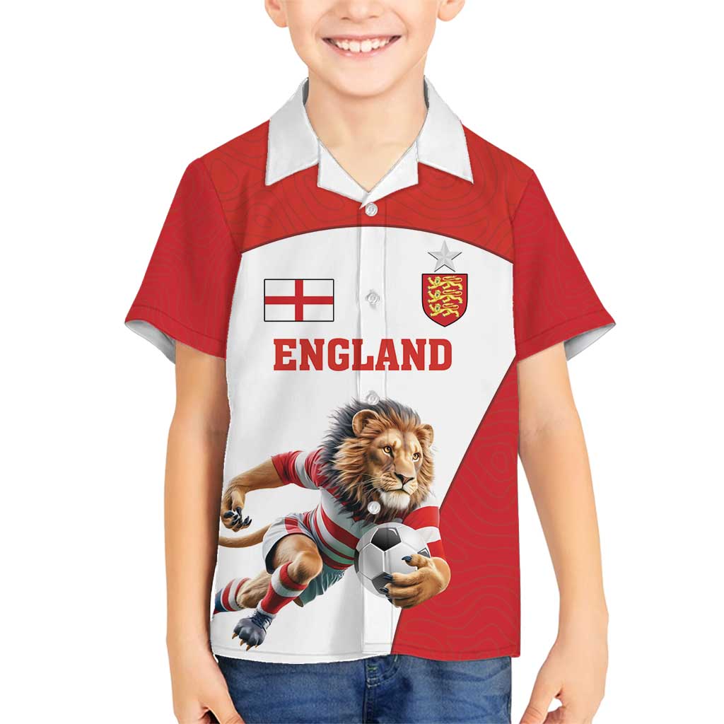Custom England Football Family Matching Puletasi and Hawaiian Shirt Lion Mascot Sporty Version