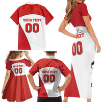 Custom England Football Family Matching Short Sleeve Bodycon Dress and Hawaiian Shirt Lion Mascot Sporty Version