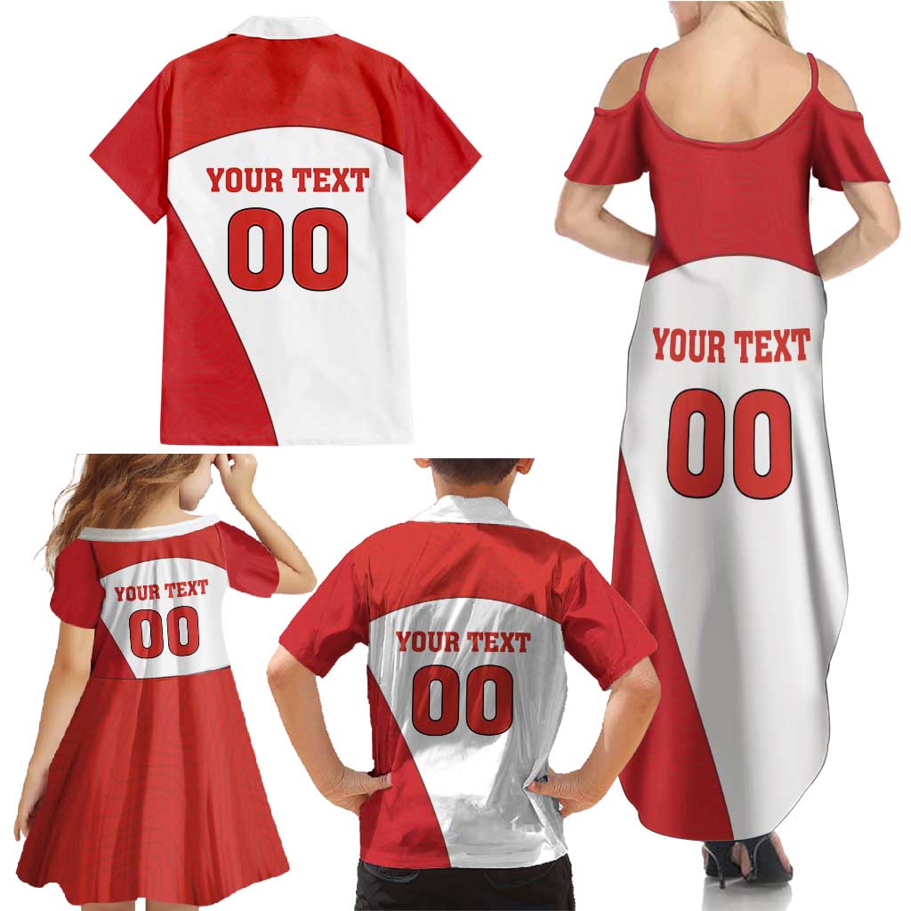 Custom England Football Family Matching Summer Maxi Dress and Hawaiian Shirt Lion Mascot Sporty Version