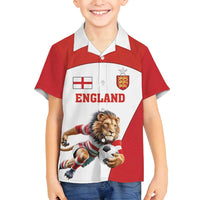 Custom England Football Family Matching Summer Maxi Dress and Hawaiian Shirt Lion Mascot Sporty Version