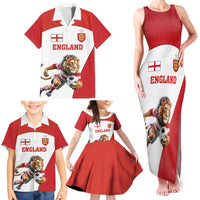 Custom England Football Family Matching Tank Maxi Dress and Hawaiian Shirt Lion Mascot Sporty Version