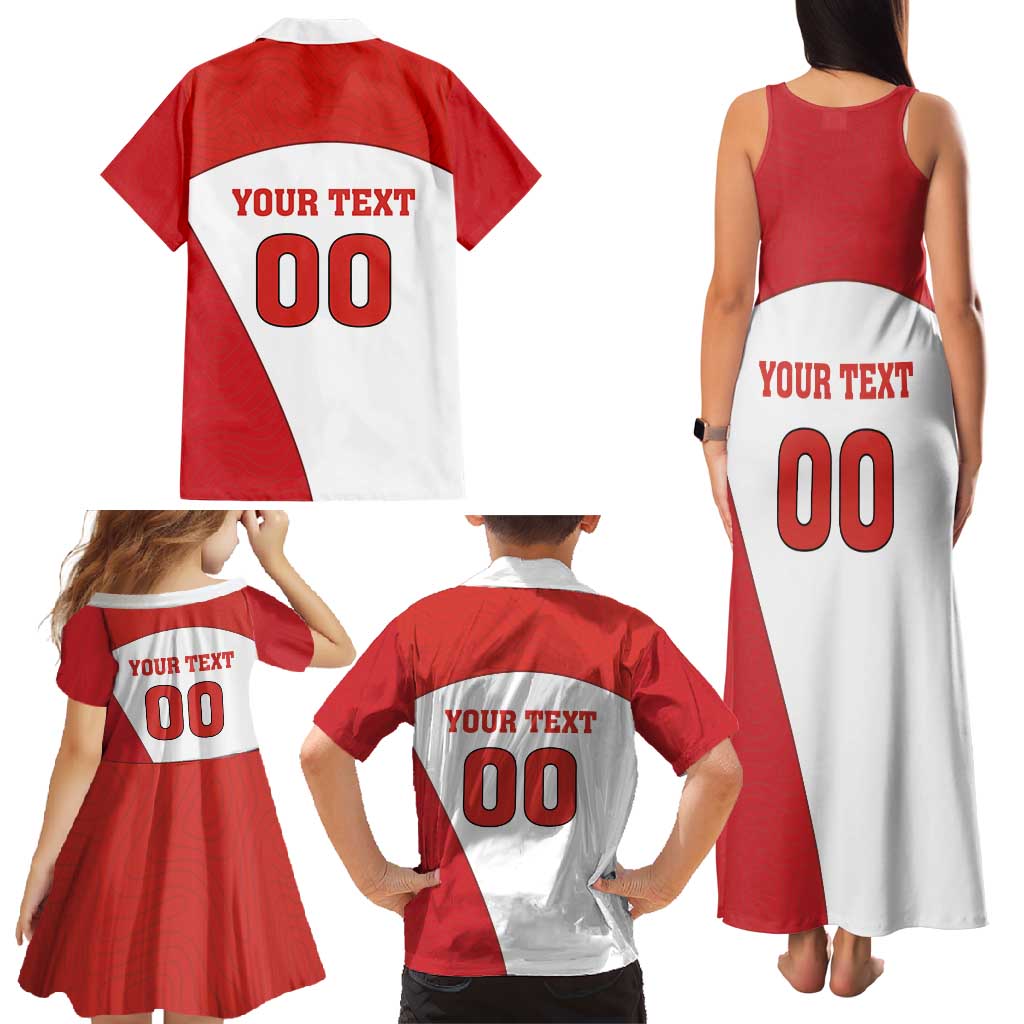 Custom England Football Family Matching Tank Maxi Dress and Hawaiian Shirt Lion Mascot Sporty Version