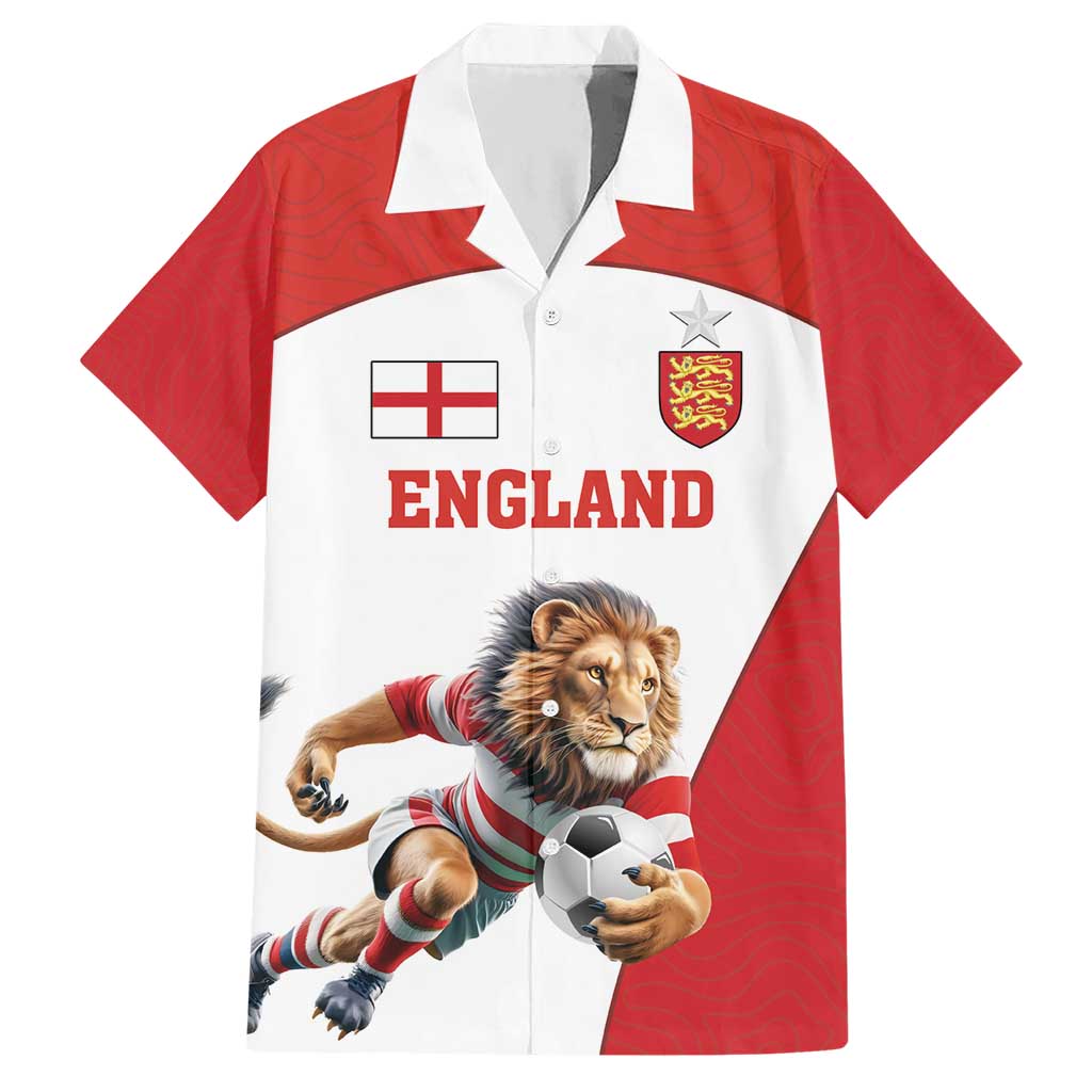 Custom England Football Hawaiian Shirt Lion Mascot Sporty Version