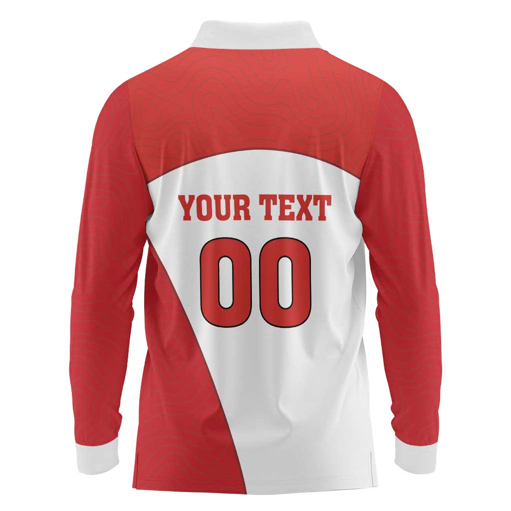 Custom England Football Long Sleeve Polo Shirt Lion Mascot Sporty Version