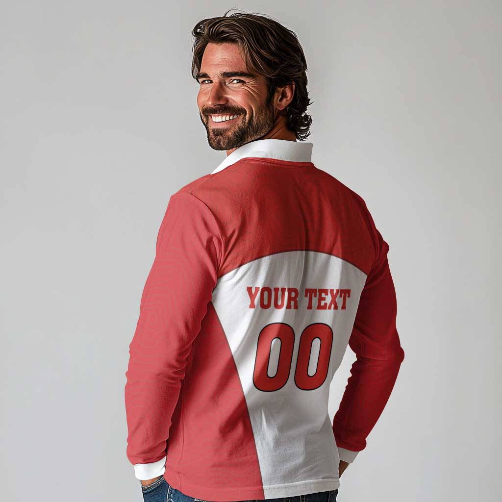 Custom England Football Long Sleeve Polo Shirt Lion Mascot Sporty Version