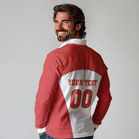 Custom England Football Long Sleeve Polo Shirt Lion Mascot Sporty Version