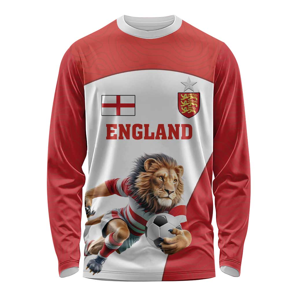 Custom England Football Long Sleeve Shirt Lion Mascot Sporty Version