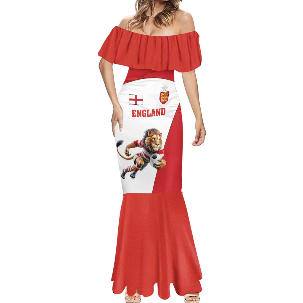 Custom England Football Mermaid Dress Lion Mascot Sporty Version