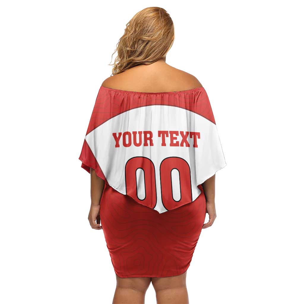 Custom England Football Off Shoulder Short Dress Lion Mascot Sporty Version