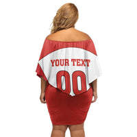 Custom England Football Off Shoulder Short Dress Lion Mascot Sporty Version