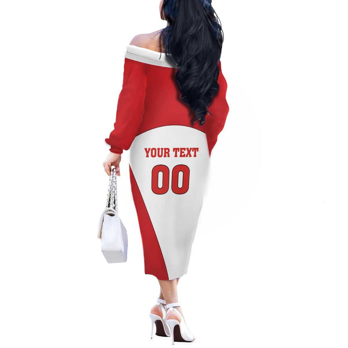 Custom England Football Off The Shoulder Long Sleeve Dress Lion Mascot Sporty Version