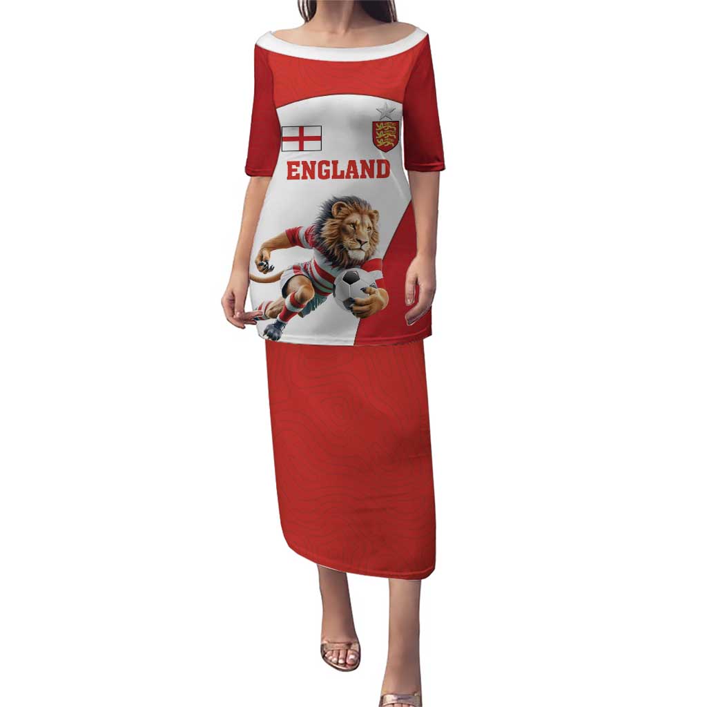 Custom England Football Puletasi Lion Mascot Sporty Version