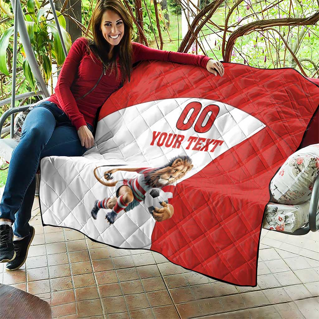 Custom England Football Quilt Lion Mascot Sporty Version