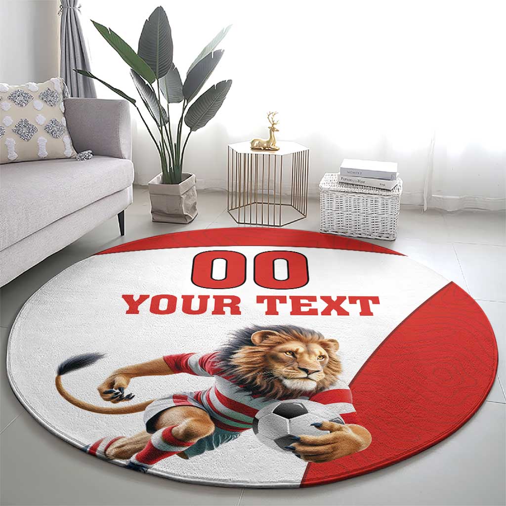 Custom England Football Round Carpet Lion Mascot Sporty Version