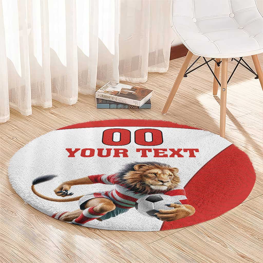 Custom England Football Round Carpet Lion Mascot Sporty Version