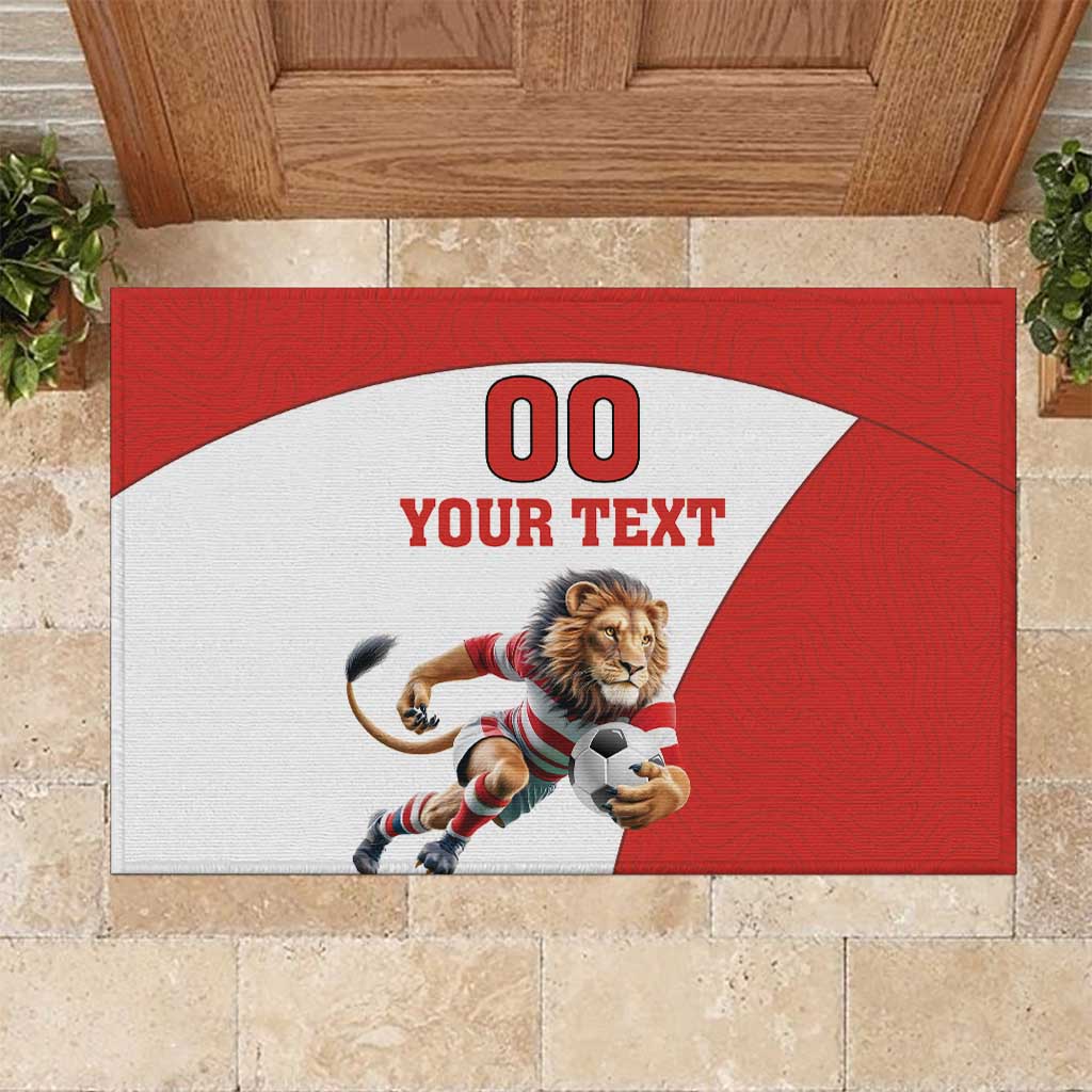 Custom England Football Rubber Doormat Lion Mascot Sporty Version