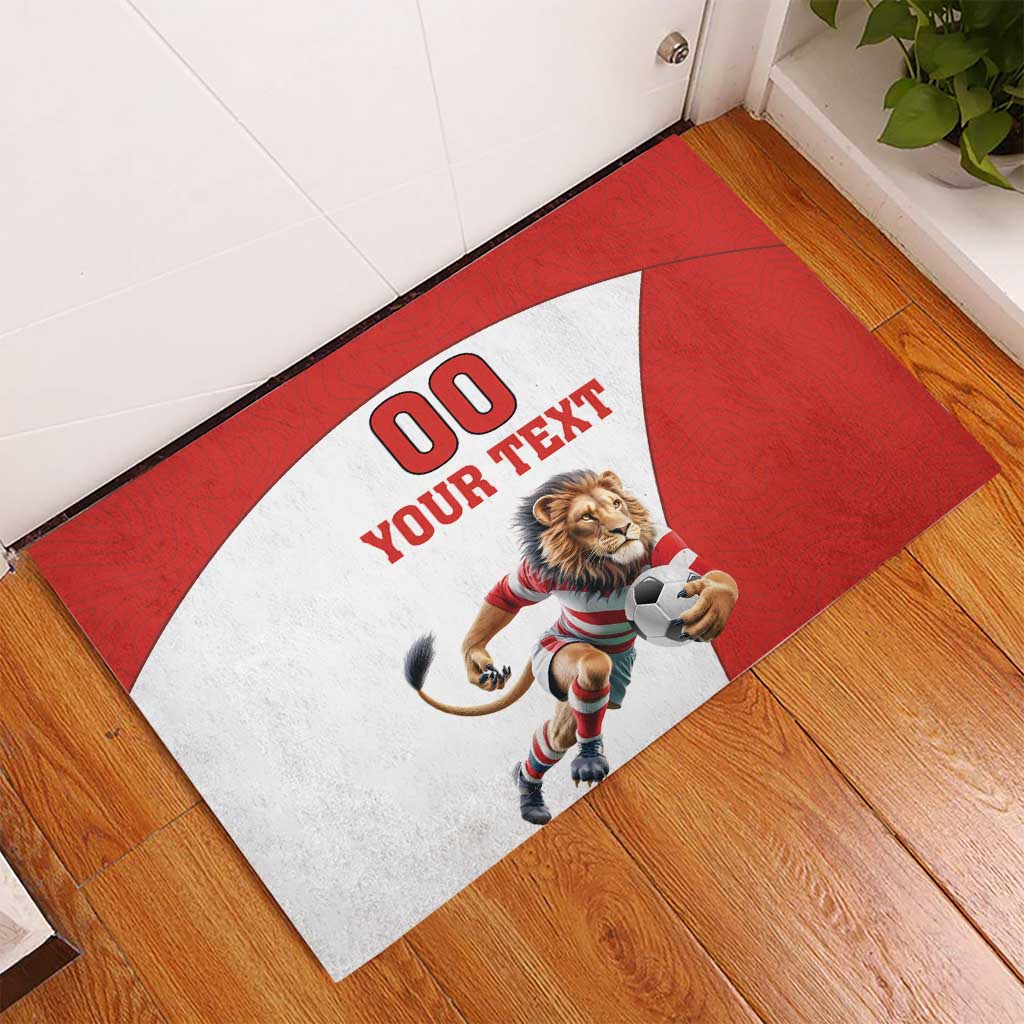 Custom England Football Rubber Doormat Lion Mascot Sporty Version