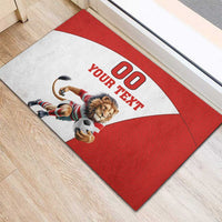 Custom England Football Rubber Doormat Lion Mascot Sporty Version