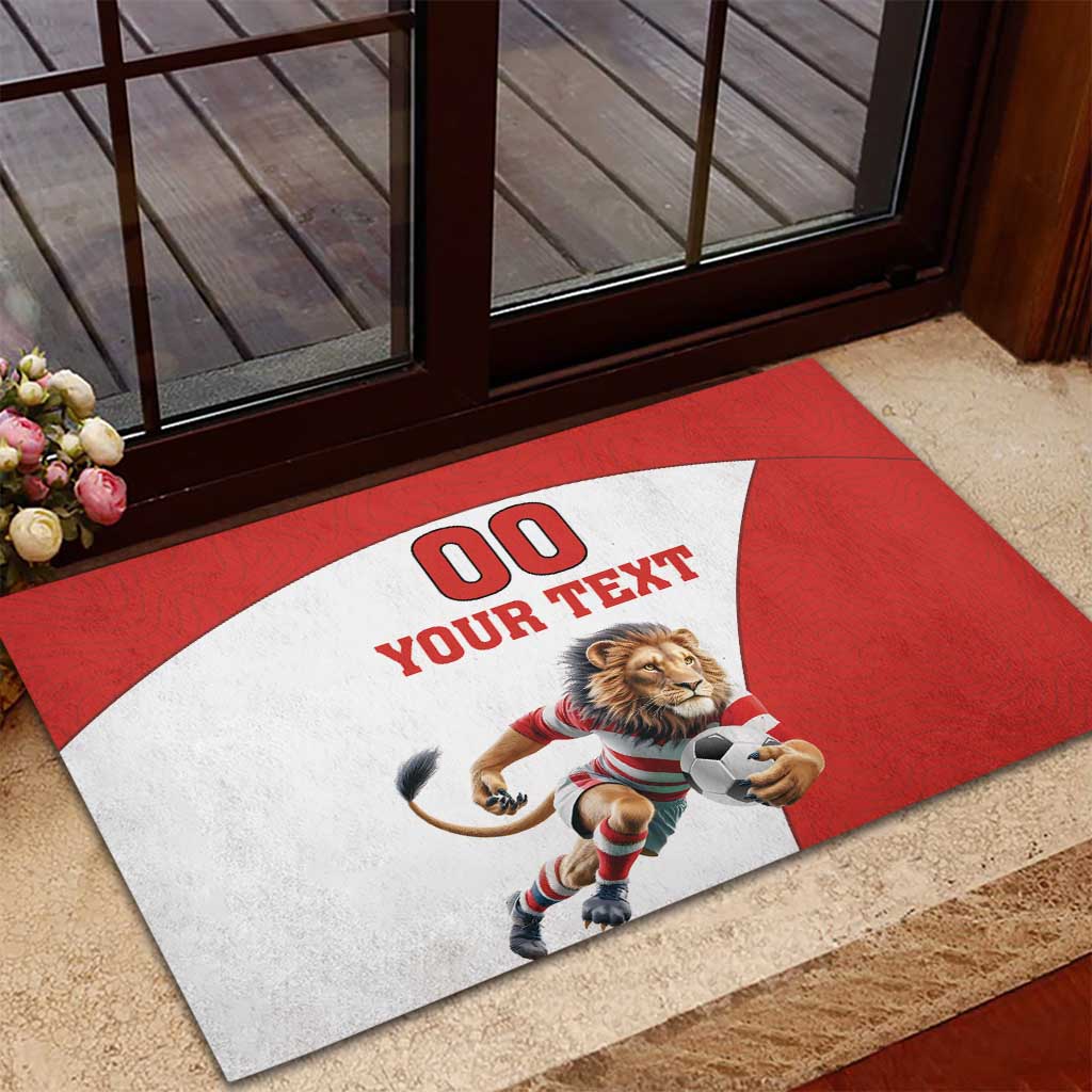 Custom England Football Rubber Doormat Lion Mascot Sporty Version
