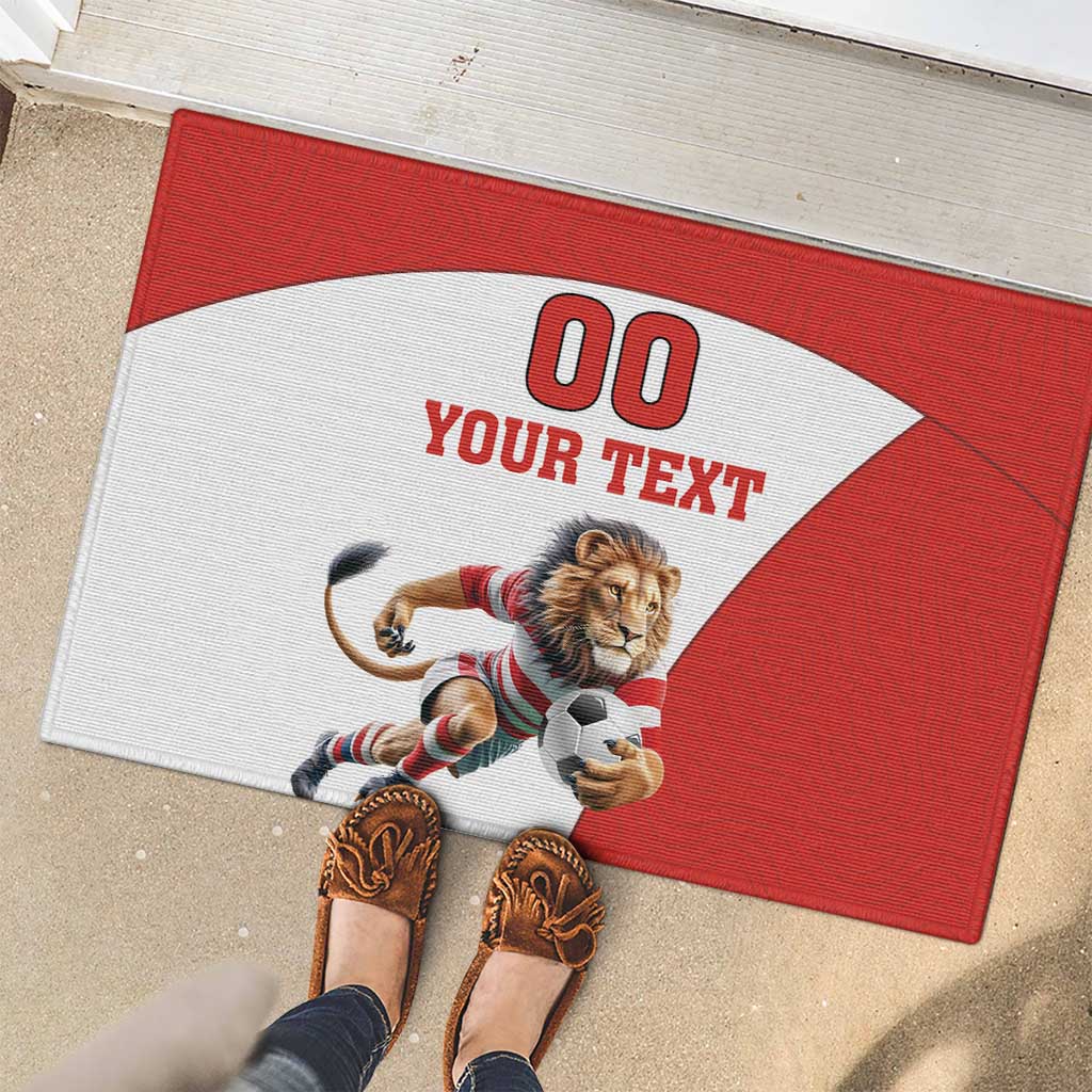 Custom England Football Rubber Doormat Lion Mascot Sporty Version