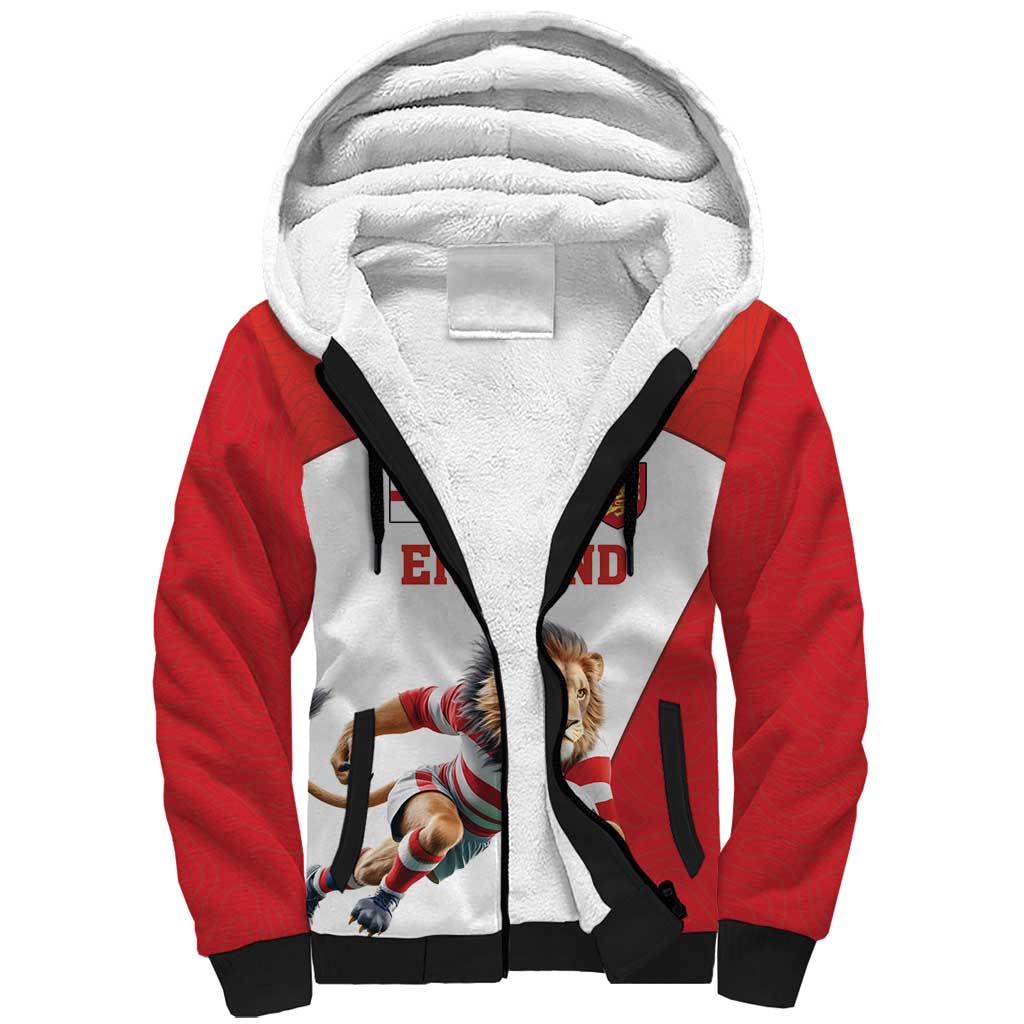 Custom England Football Sherpa Hoodie Lion Mascot Sporty Version
