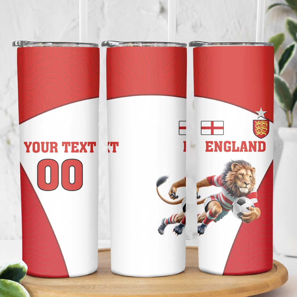 Custom England Football Skinny Tumbler Lion Mascot Sporty Version