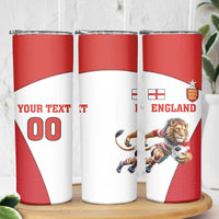 Custom England Football Skinny Tumbler Lion Mascot Sporty Version