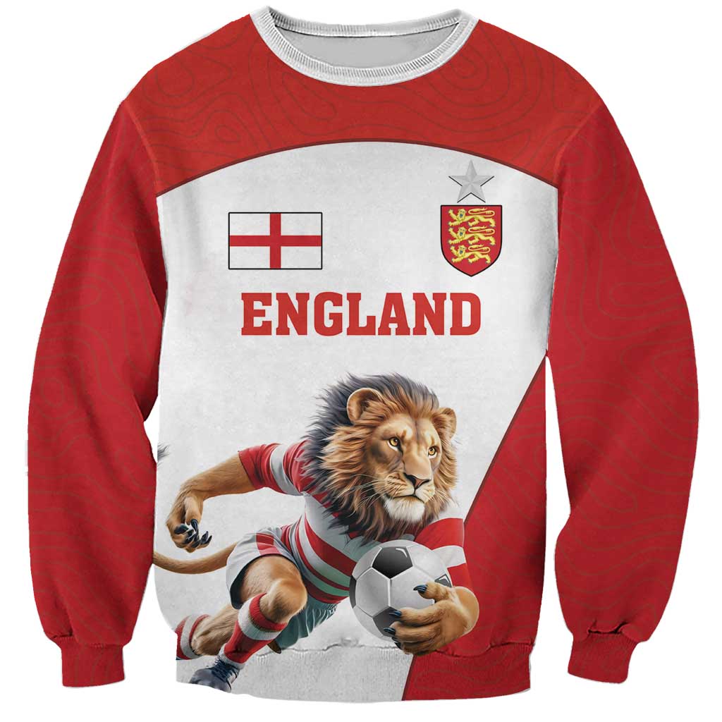 Custom England Football Sweatshirt Lion Mascot Sporty Version