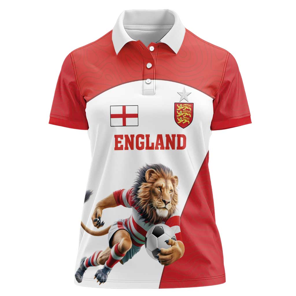 Custom England Football Women Polo Shirt Lion Mascot Sporty Version
