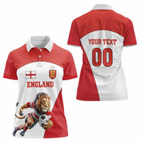 Custom England Football Women Polo Shirt Lion Mascot Sporty Version
