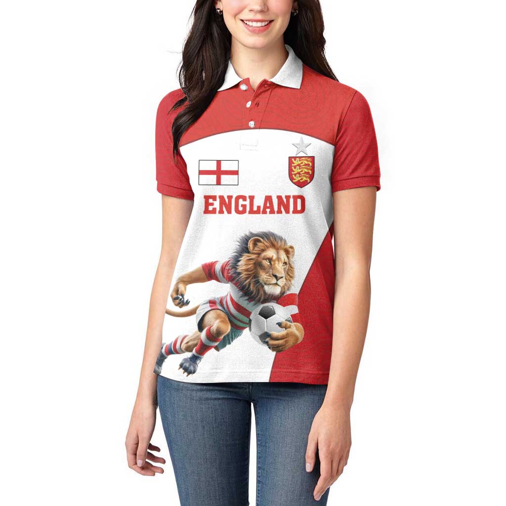 Custom England Football Women Polo Shirt Lion Mascot Sporty Version