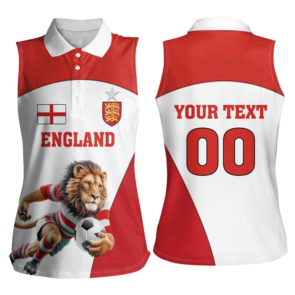 Custom England Football Women Sleeveless Polo Shirt Lion Mascot Sporty Version