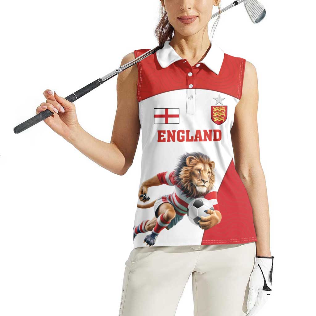Custom England Football Women Sleeveless Polo Shirt Lion Mascot Sporty Version