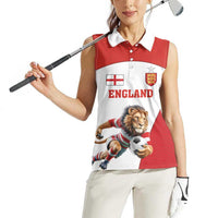 Custom England Football Women Sleeveless Polo Shirt Lion Mascot Sporty Version