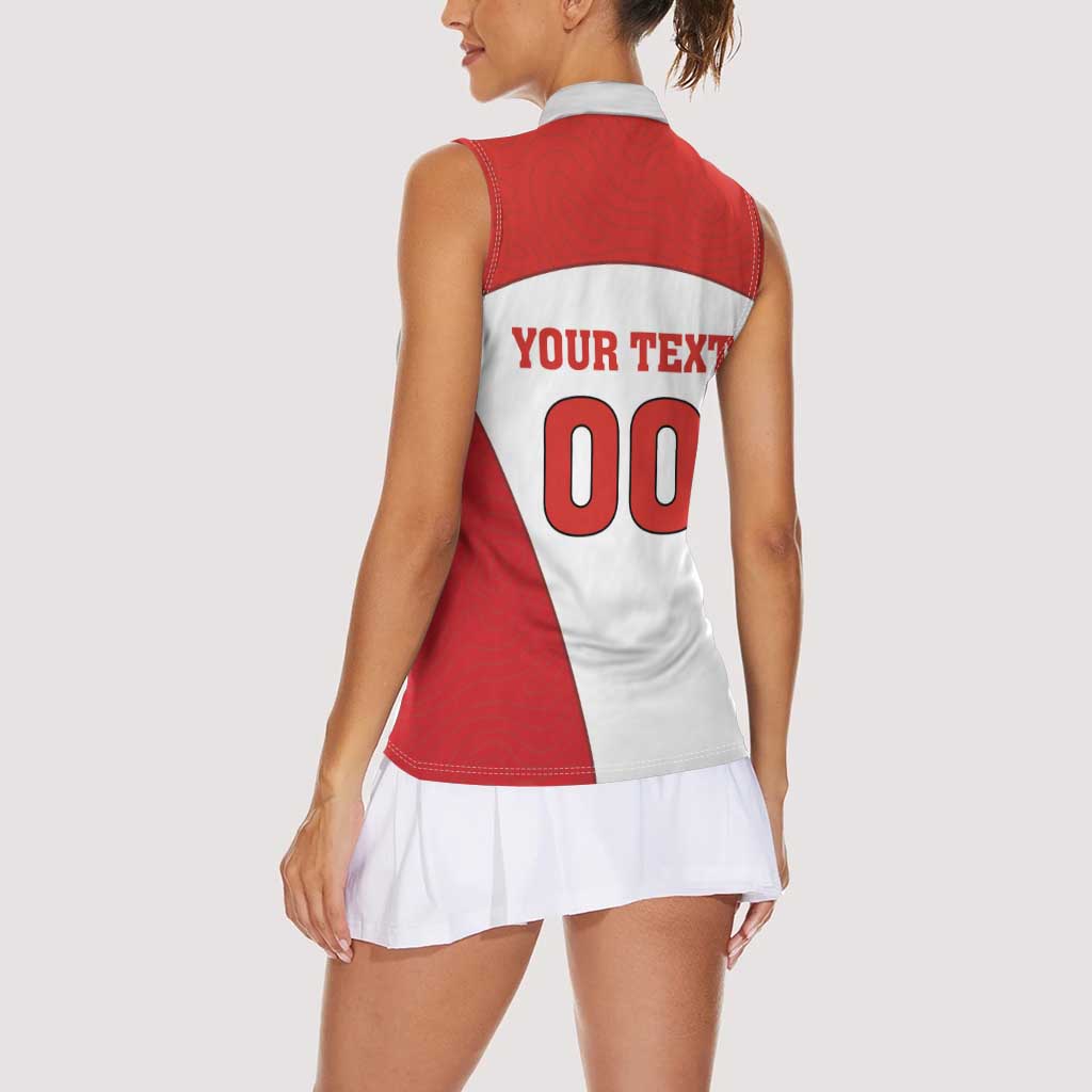 Custom England Football Women Sleeveless Polo Shirt Lion Mascot Sporty Version