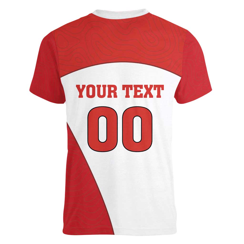 Custom England Football Women V-Neck T-Shirt Lion Mascot Sporty Version