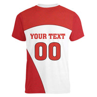 Custom England Football Women V-Neck T-Shirt Lion Mascot Sporty Version