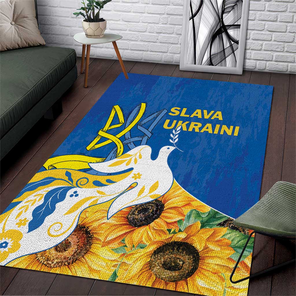 Stand For Ukraine Area Rug Dove Of Peace Sunflower