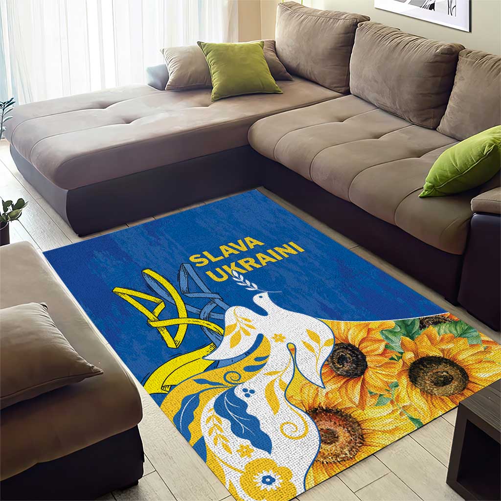 Stand For Ukraine Area Rug Dove Of Peace Sunflower
