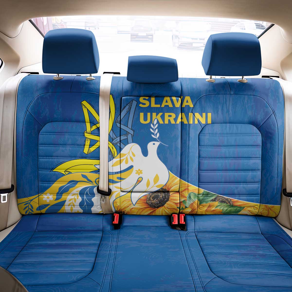 Stand For Ukraine Back Car Seat Cover Dove Of Peace Sunflower