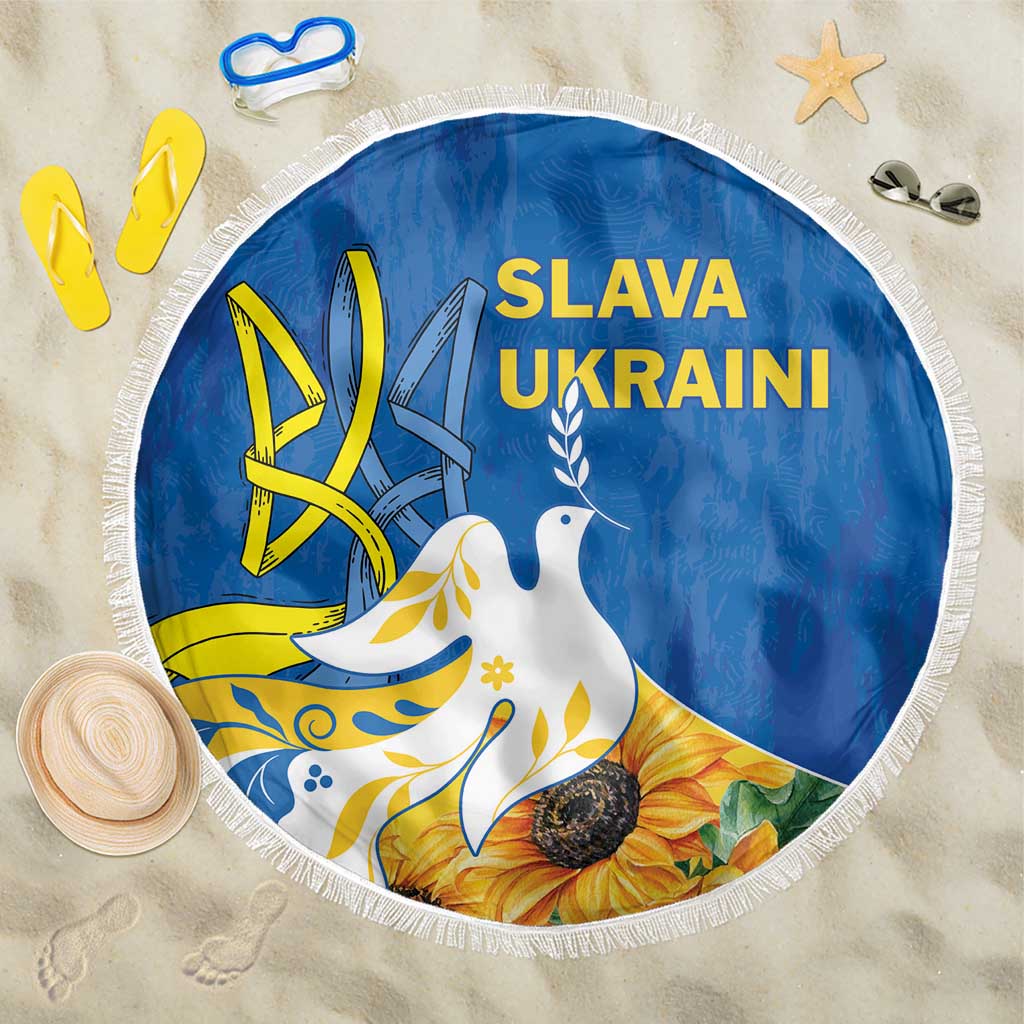 Stand For Ukraine Beach Blanket Dove Of Peace Sunflower