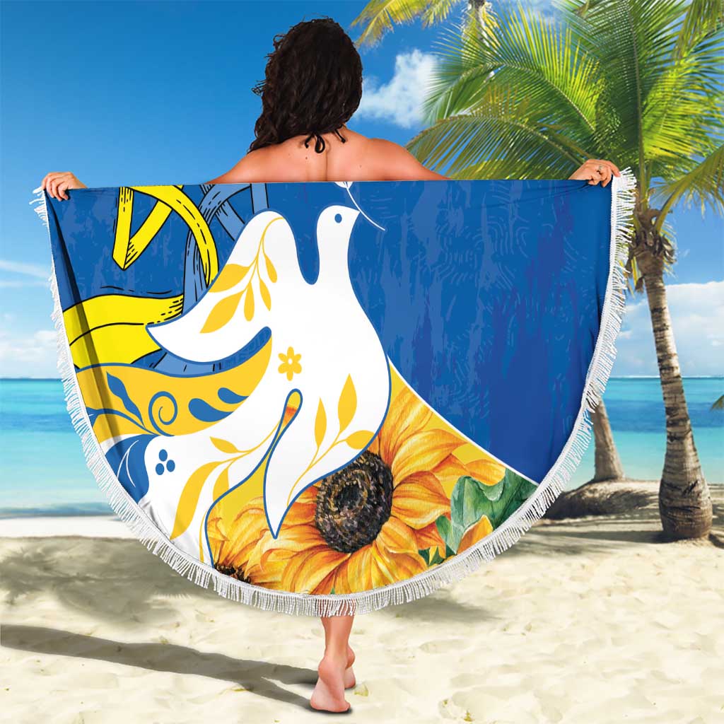Stand For Ukraine Beach Blanket Dove Of Peace Sunflower