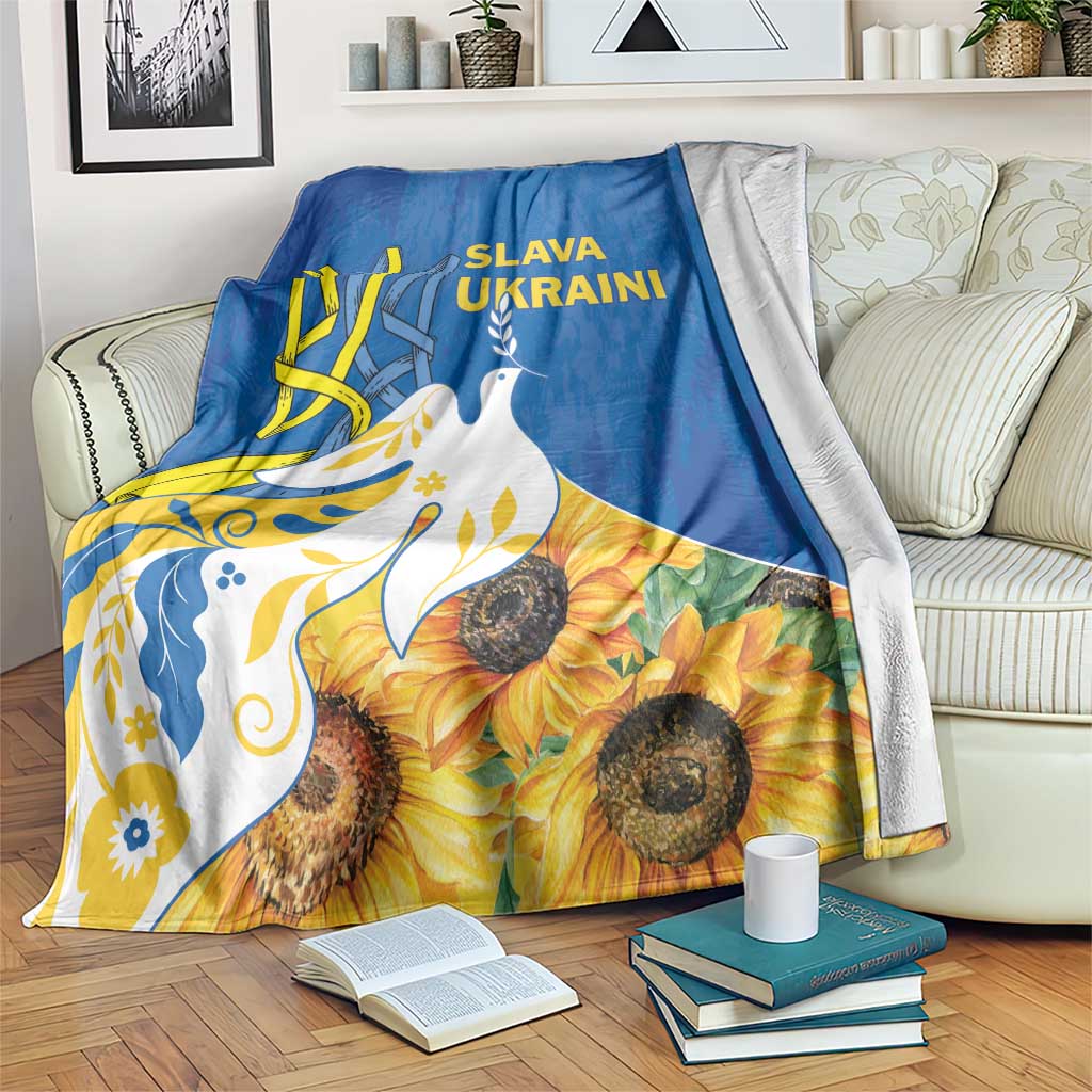 Stand For Ukraine Blanket Dove Of Peace Sunflower