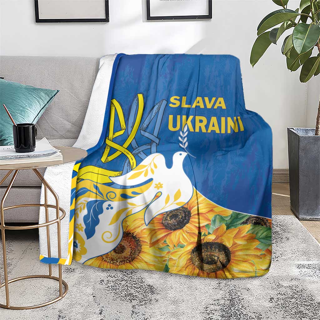 Stand For Ukraine Blanket Dove Of Peace Sunflower