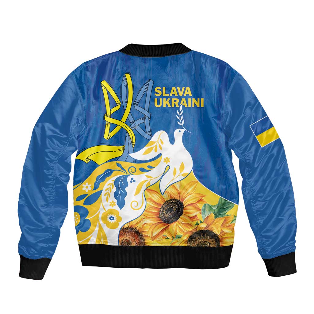 Stand For Ukraine Bomber Jacket Dove Of Peace Sunflower